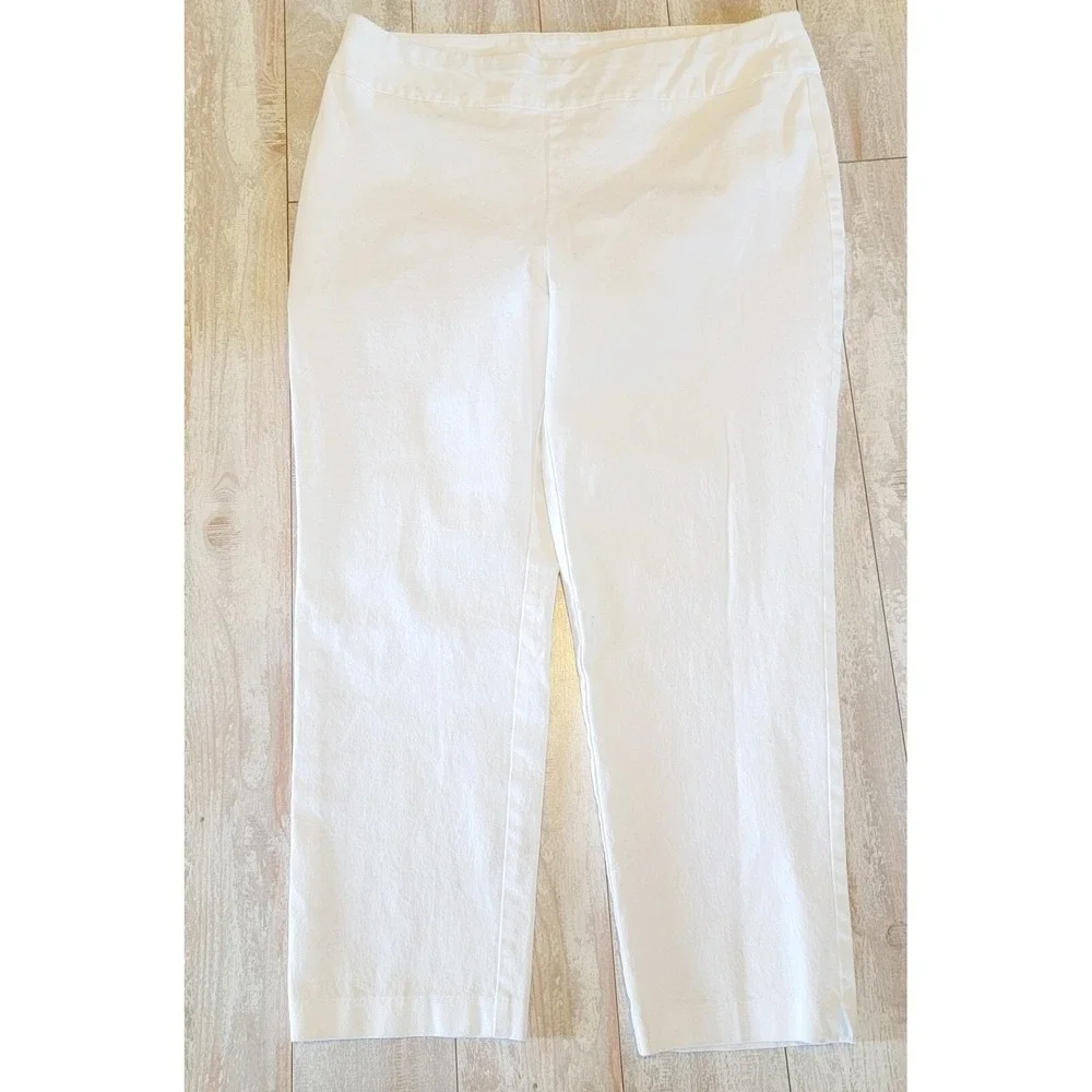 Chico's‎ 2 Fabulously Slimming Ankle Pants White Cotton Spandex  Large NWOT - Picture 5 of 10